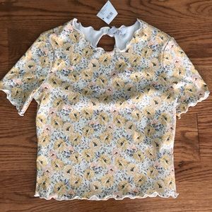 Multi Floral Juliana Cut Out Intermix Shirt